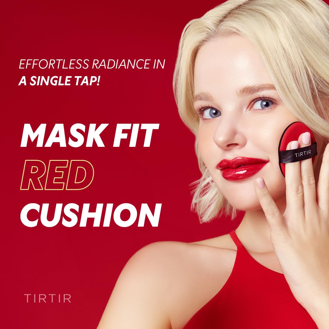 [*Mini Size*] TIRTIR Mask Fit Red Cushion Foundation | Full coverage, Weightless, Skin fit, Satin Glow Finish, Korean Makeup, beauty, Tattoo cover up, Buildable (#43N Deep Cocoa, 0.15 Fl Oz)
