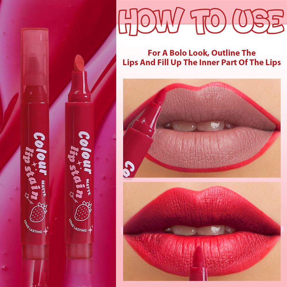 Lip Stain, Waterproof lip tint, Matte Color Look, Longlasting All Day Wear Lip Color, Smudge Proof Natural Finish, Precise Chisel Tip Marker,non sticky lip gloss,kiss proof lip color 04#
