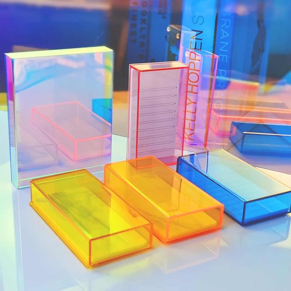 Grafting False Eyelash Acrylic Extension Pallet Organizer, Eyelash Extension Glue Tweezers Plate Makeup Palette, Dustproof Storage Box Display Training Tools Salon (White)