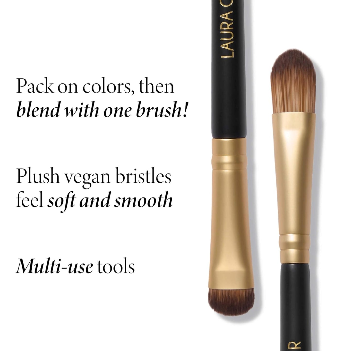 LAURA GELLER NEW YORK Dual-Ended Eyeshadow Brush - Domed Shader & Blending Brush for Baked and Pressed Eyeshadow Application - All Over Eye Makeup Brush