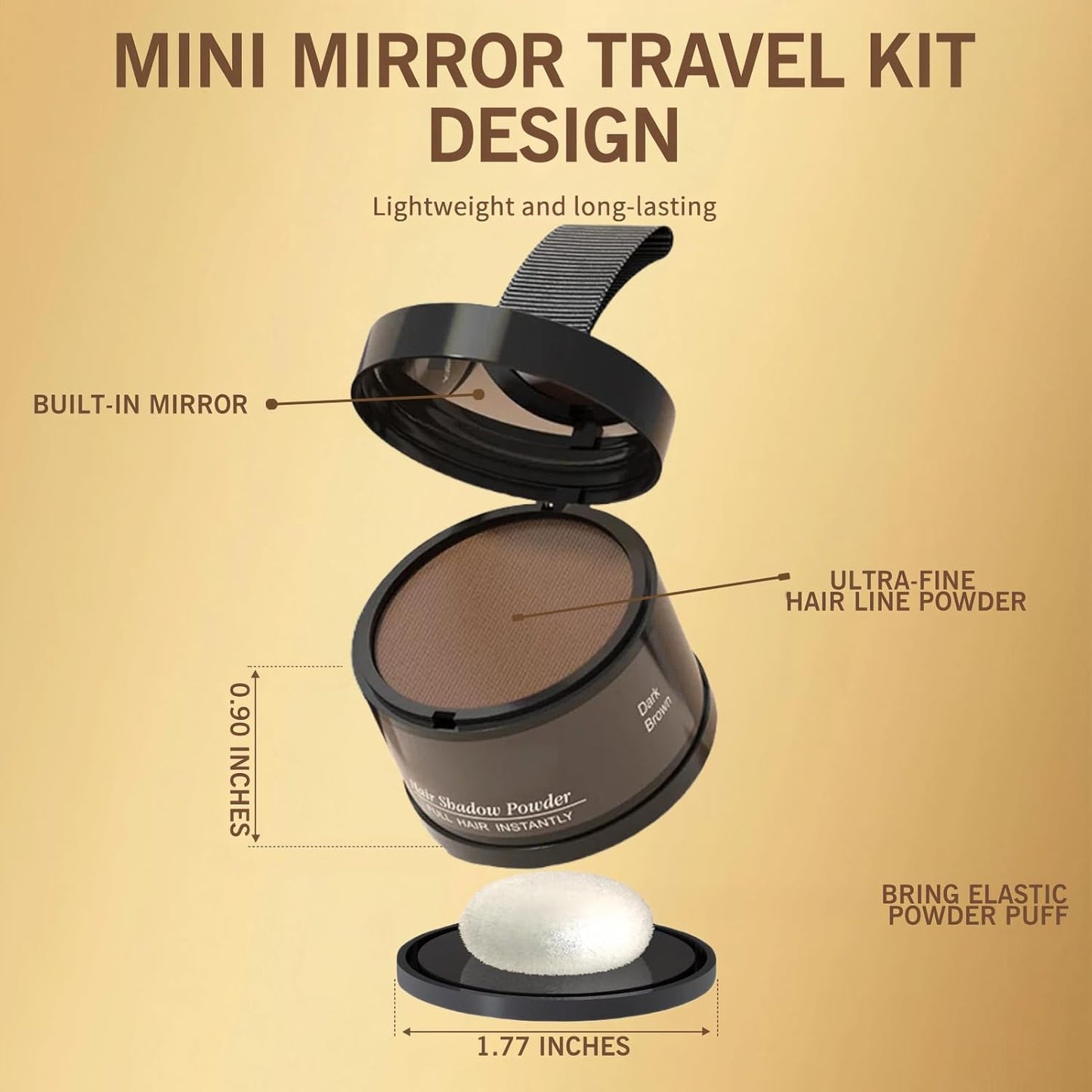 Hairline Powder (Black) Hair Color Shadow, Instantly Cover Gray Hair, Touch-Up for Thin Hair - 4g