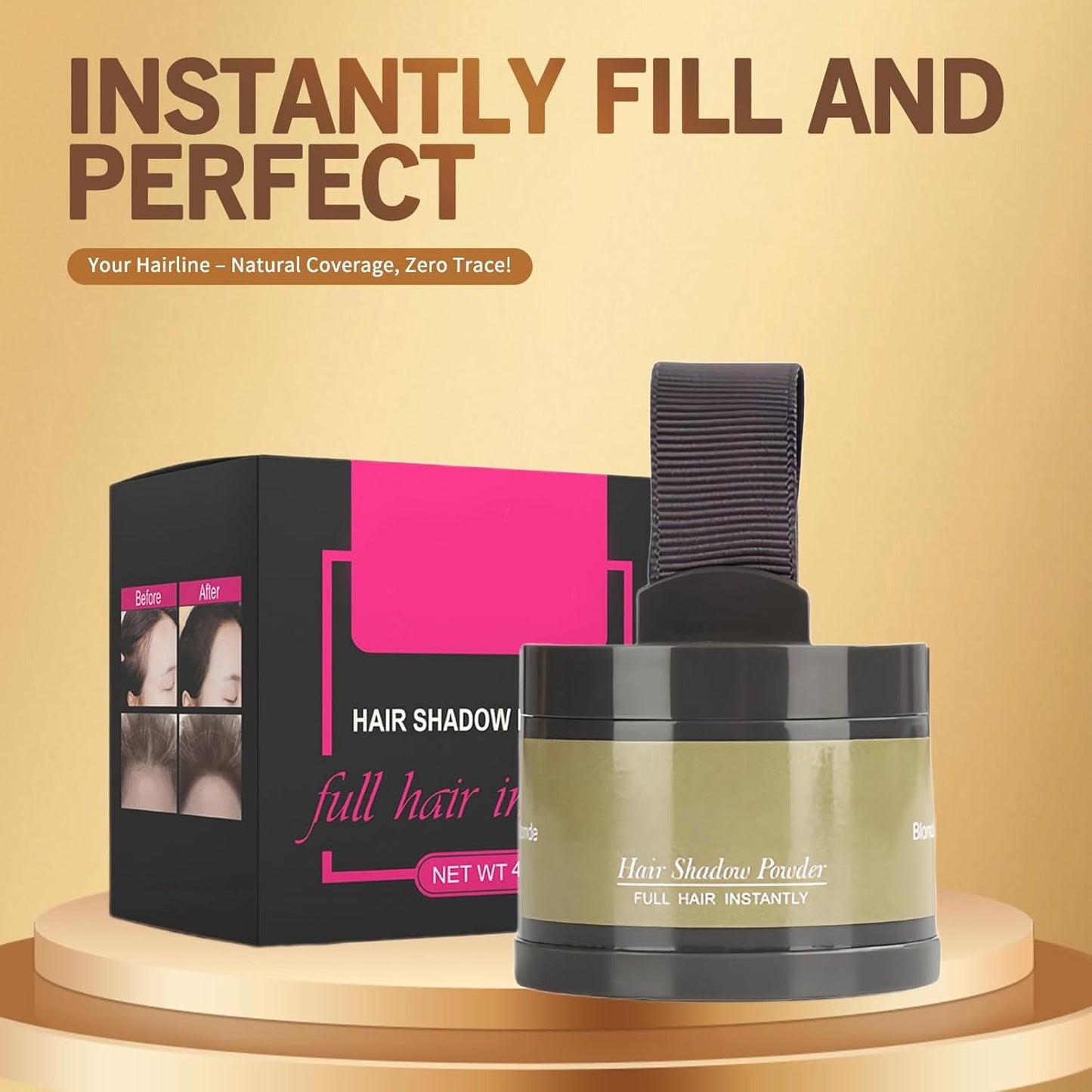 Hairline Powder (Blonde) - Instantly Conceal Gray Roots, Thin Hair Touch-Up, Hair Color Shadow Cover, 4g