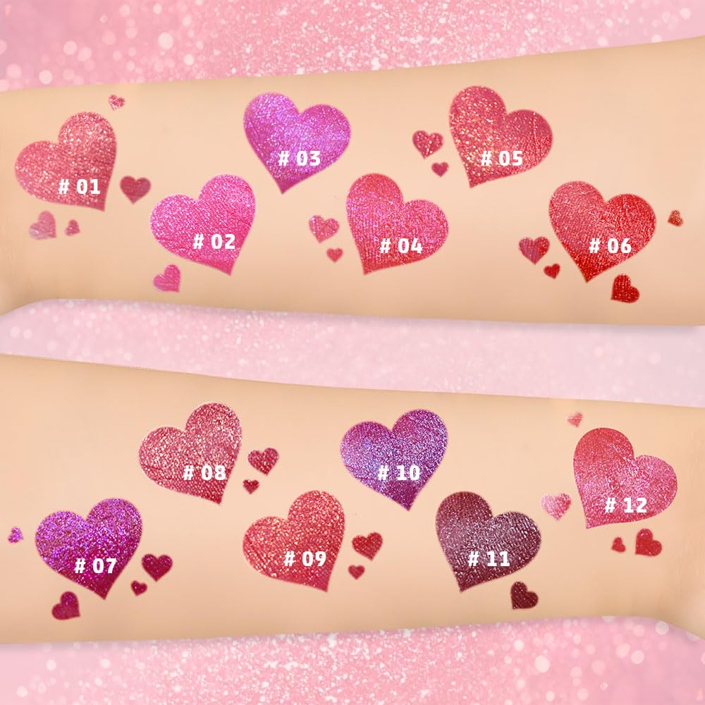 Purple Metallic Lipstick for Women,Lightweight Glitter Sparkling Liquid Lipsticks,Shimmer Lip Gloss Stain Long Lasting Waterproof Smudge Proof Non-Drying 24 Hour Full Coverage Lip Makeup,Vegan