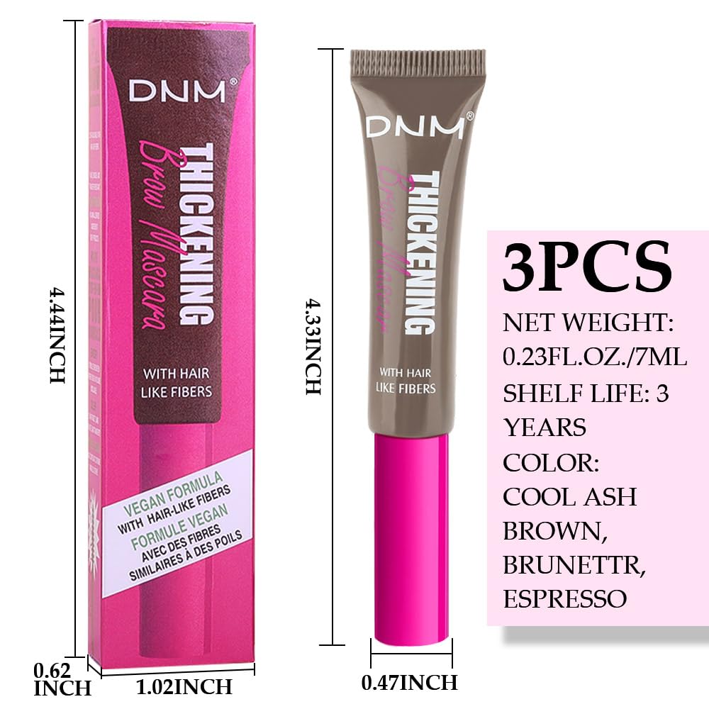 Tinted Thickening Brow Mascara,Brow Fast Sculpt,Waterproof, Transfer-proof, Brush to Fill in Eyebrows and Cover Gray Hairs - Cruelty Free (3pcs 05 Cool Ash Brown &06 Brunette &07 Espresso)