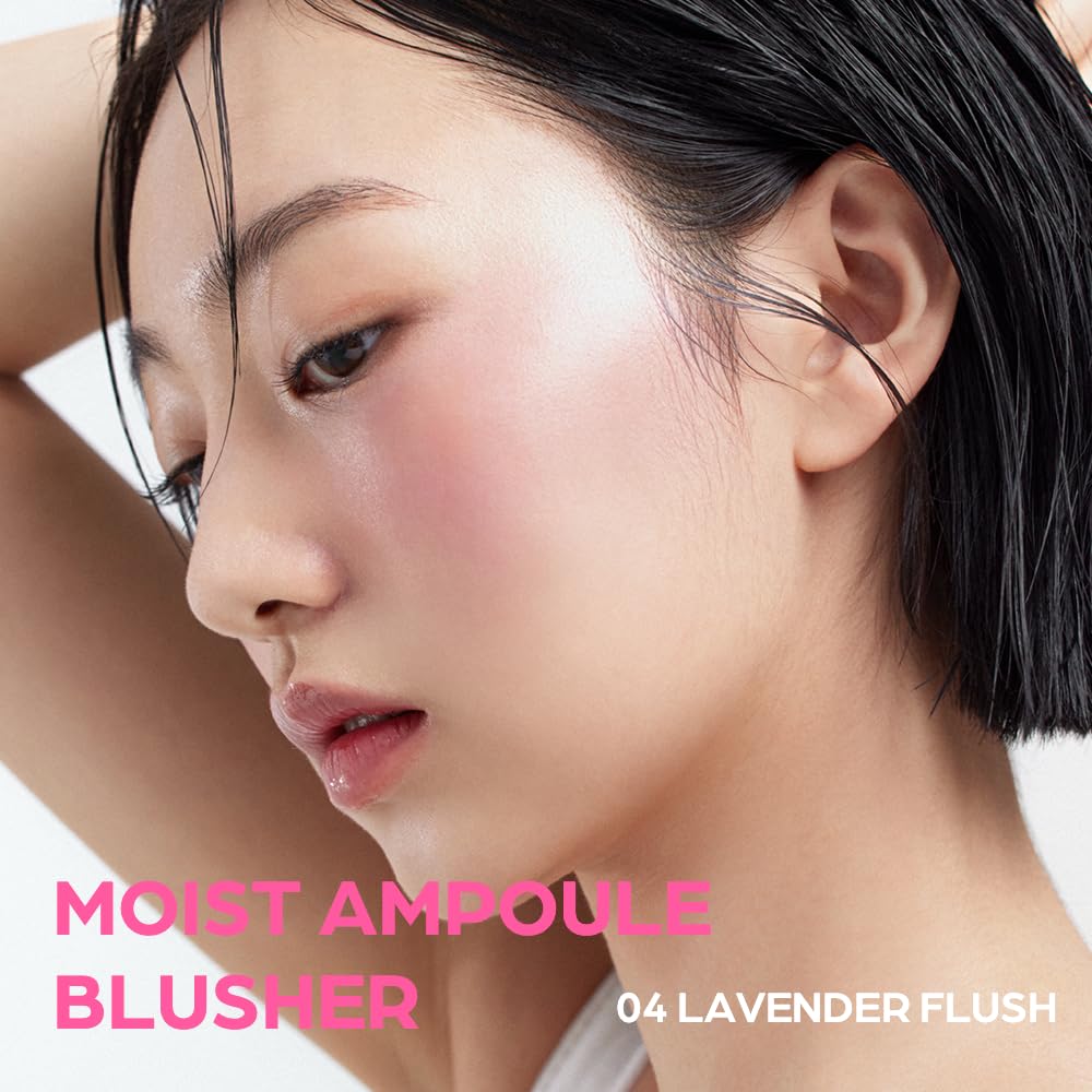 Moist Ampoule Blusher with 50% Moisture Essence | Hydrating & Long-Lasting Blush | 0.68fl.oz (9 Shades) - Lavender Flush