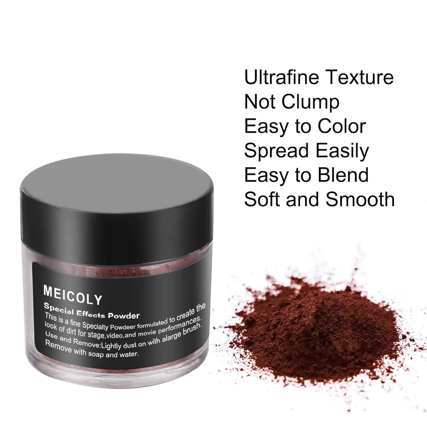 MEICOLY Brown Special Effects Powder,Ultrafine Loose Dirt Powder for Stage,Video and Movie Performances,Professional Special Effect Makeup Powder Makeup for Halloween,0.88Oz