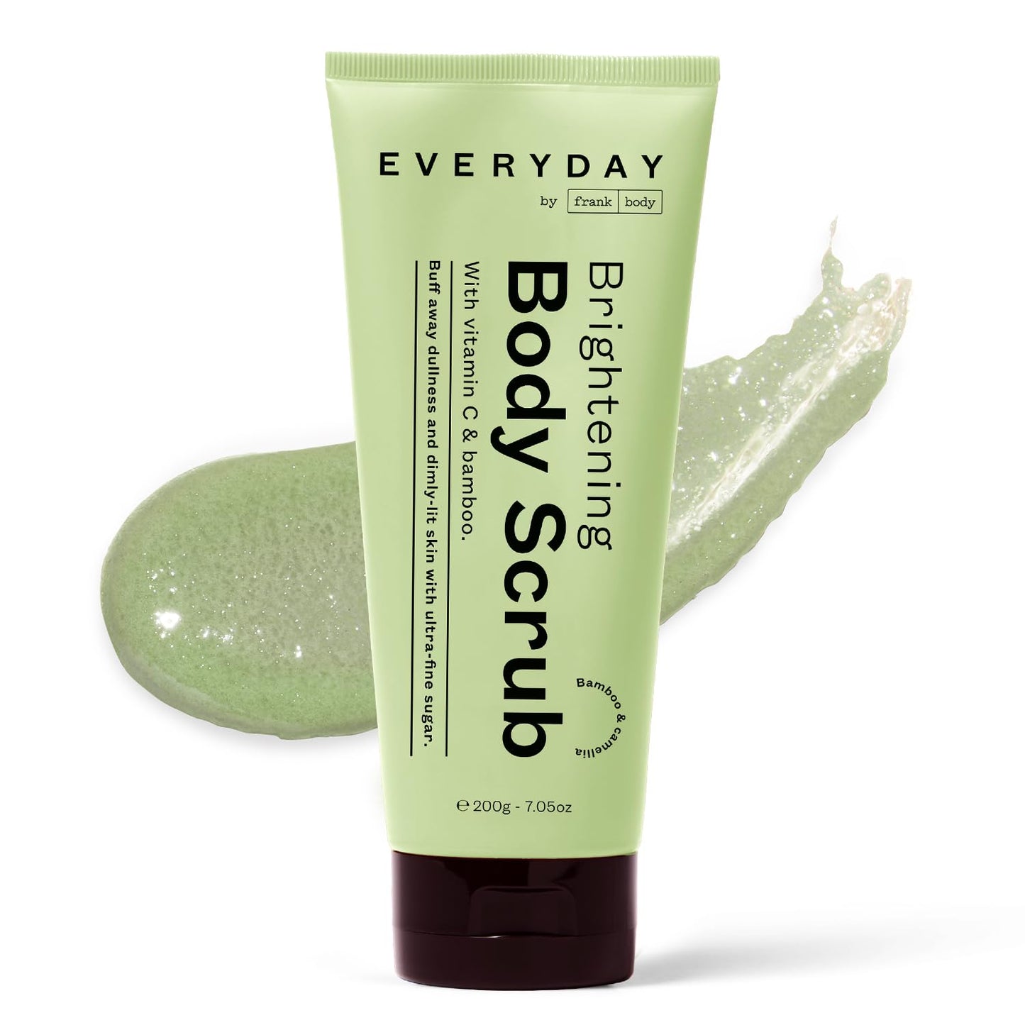 Frank Body Brightening Body Scrub | With Vitamin C and Mandelic Acid to Scrub Away Dead and Dry Skin, Leaving Smooth, Glowing Skin | Vegan & Cruelty Free| Bamboo & Camellia Scent | 200g