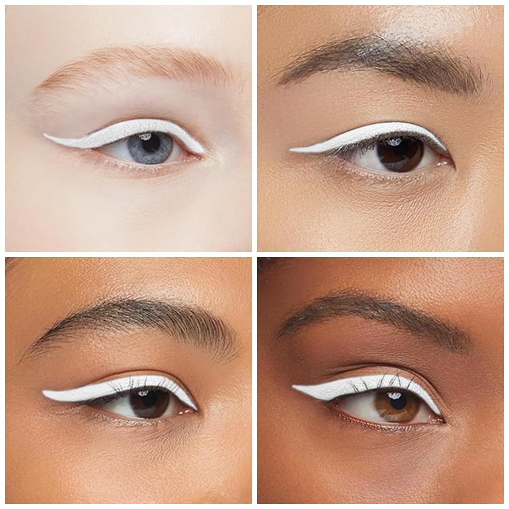 Kaely White Gel Eyeliner Pencil,Waterproof Smudge Proof Eye Liner Pen,Cat Eye Goth Halloween Makeup,Eye Black Face Paint Lipstick Crayon,Color Colorful Eyeliner Eyeshadow Stick,05