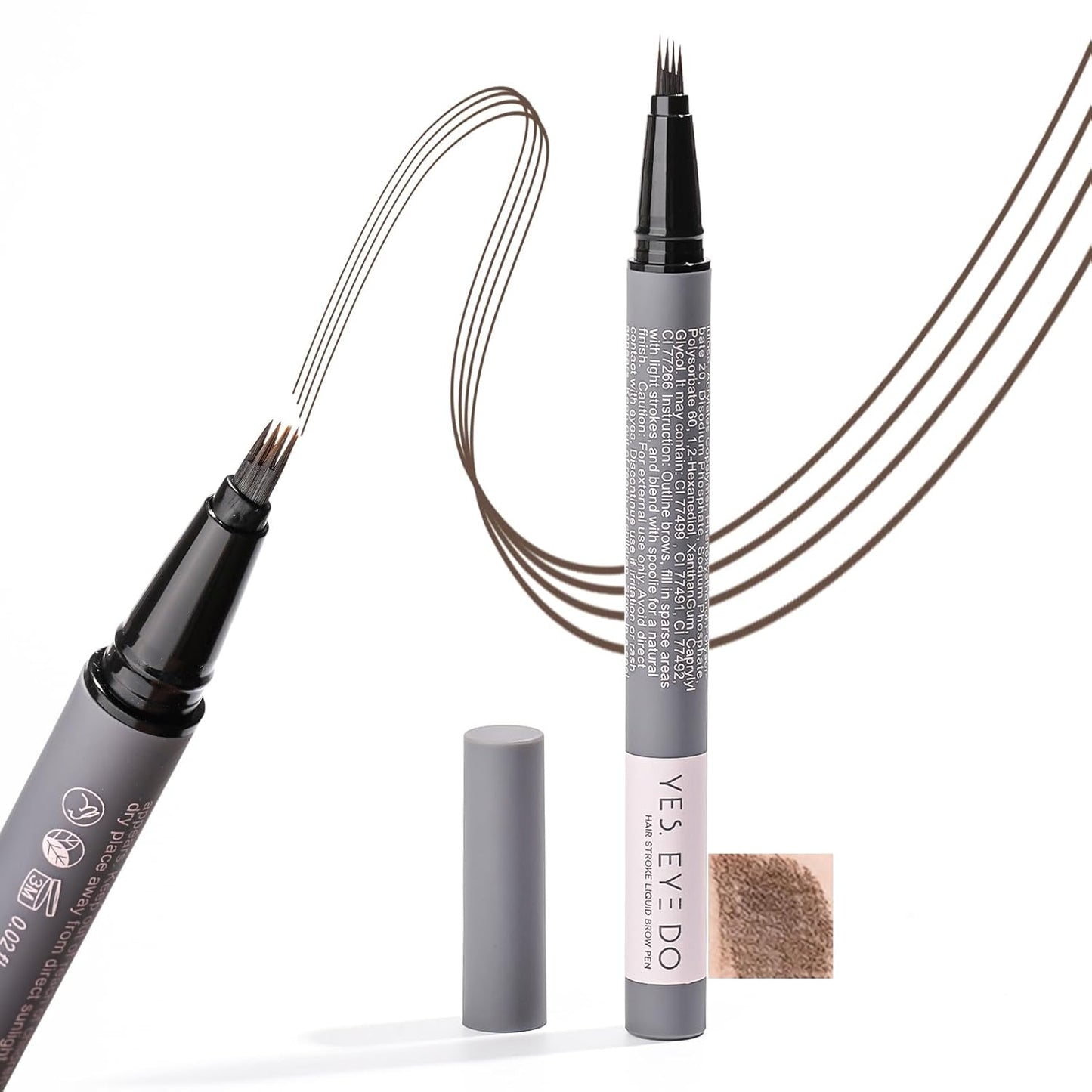 Black Brown Eyebrow Pencil with 4-Prong Micro-Fork Tip, Microblading Dark Brown Eyebrow Pen for Women, Create Natural, Defined Brows, 24H Long Wear YES.EYE DO (Shadow Granite-Black Brown)