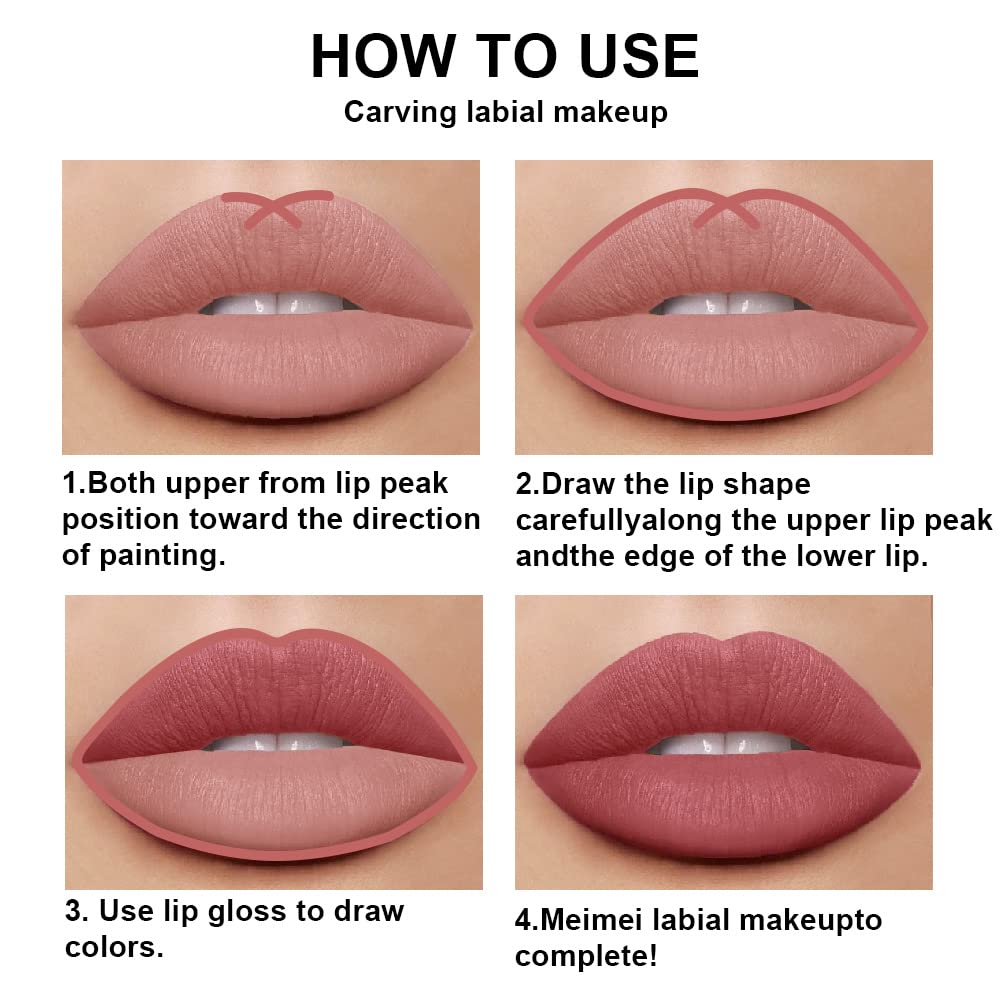 evpct 2Pcs Antique Rose Matte Lip Liner and Lipstick Pencil Makeup Set Brown Liquid Lipstick Lip gloss Stain Set Long Lasting Waterproof labiales mate 24 horas originales matte larga duracion 24 29#