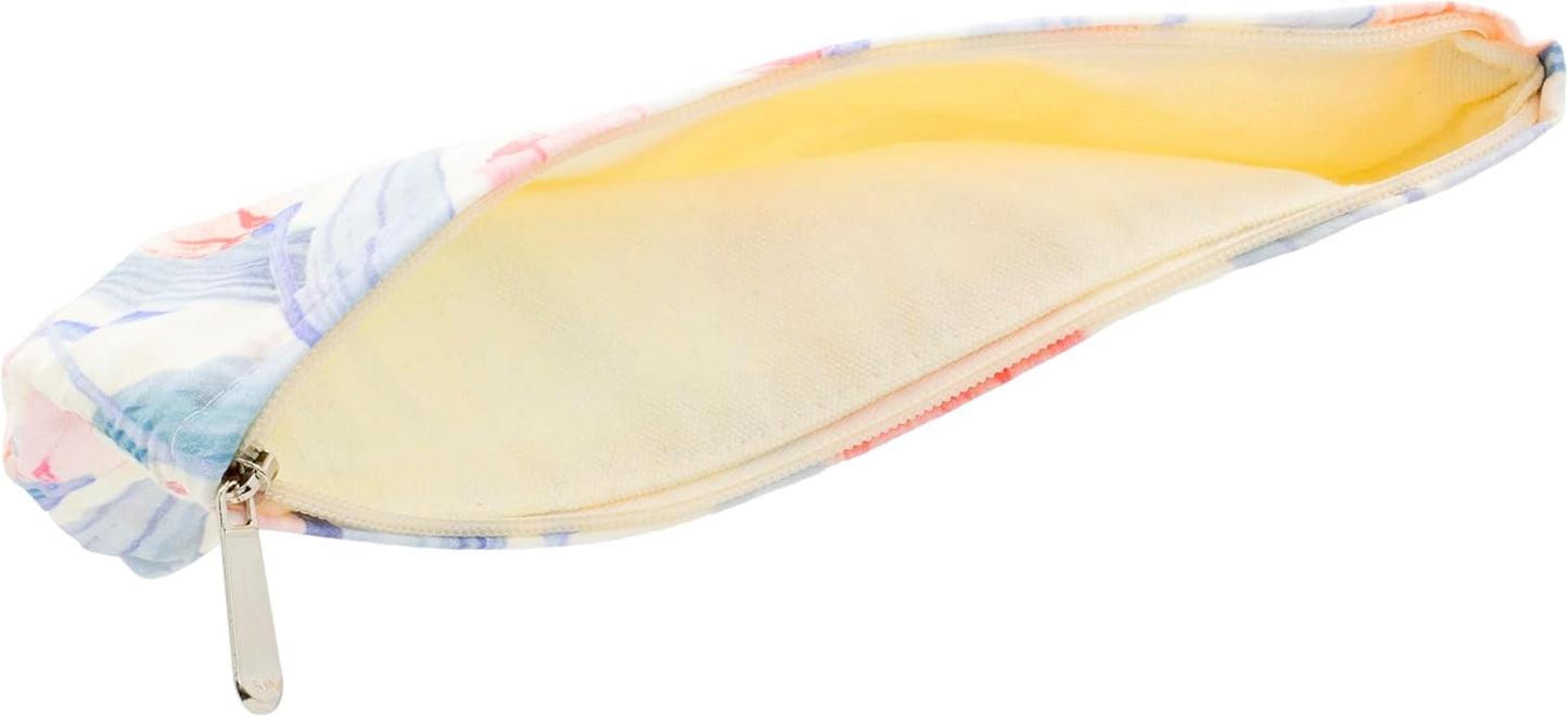 Floral Makeup Bag Large Cotton Zipper Pouch for Purse Travel Canvas Make Up Organizer for Women Cosmetic,Tulip Pink