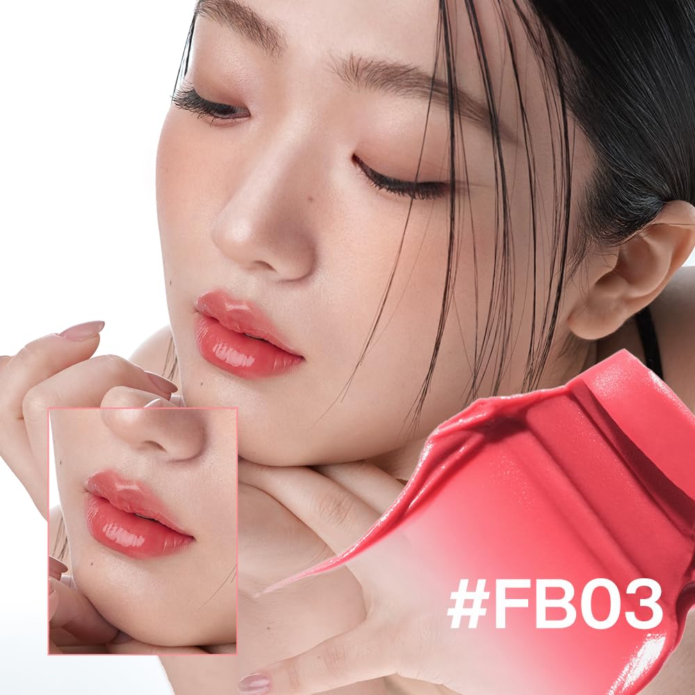 INTO YOU Frozen Glow Lip Balm, Hydrating Lip Gloss, Shine Finish, Nourishing Sheer Tint Pudding Pot with Vitamin E and Seed Oil, Plumping, Moisturizing Lip Makeup, 0.18oz, FB03 Amber Red