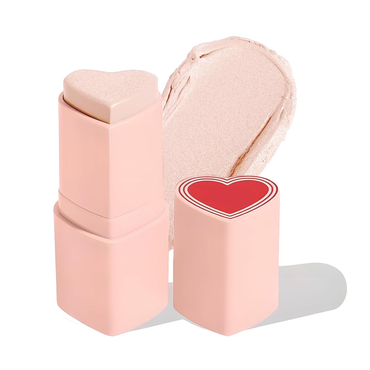 Blush Stick for Cheeks, Cream Blush with Heart-shaped, Blush Face Stick Multi-Use Lip and Cheek Tint, Waterproof Lightweight Easy to Blend Cream Blusher Makeup - Blossom Sakura