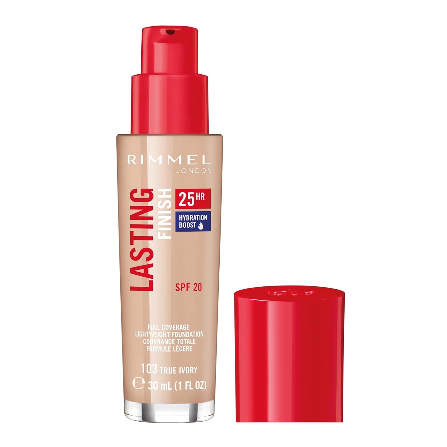 Rimmel London Lasting Finish 25HR - 103 True Ivory - Foundation, 25-Hour Wear, Full Coverage, Waterproof, 1oz