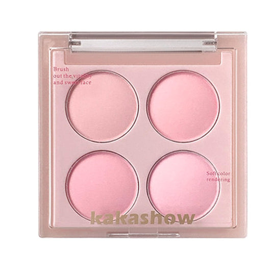 Matte Blush Powder Palette, Blending Mood Cheek, 4 Blendable Shades Korean Fairy Pink Blusher in Lightweight Smooth Powder, Vegan Makeup (Taro 2#, 1.84 ounces)