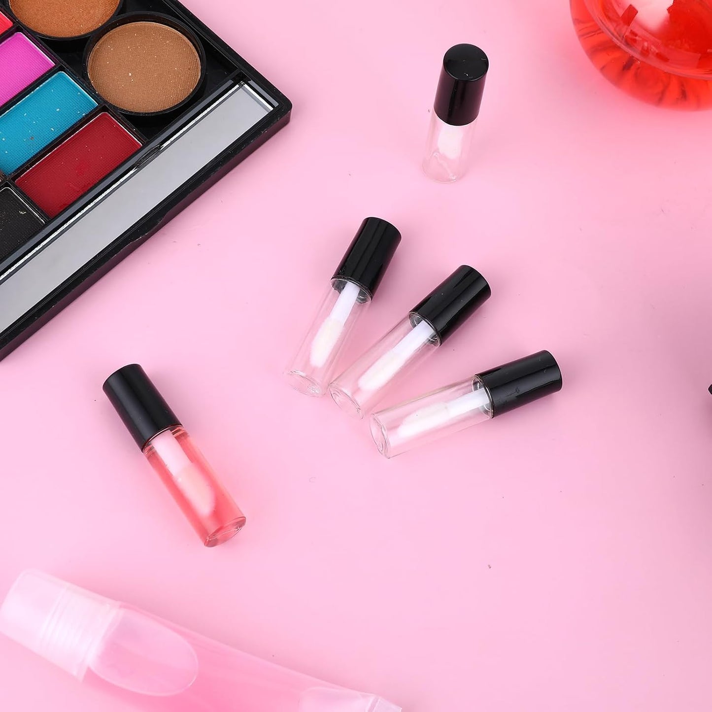 100 Pcs Mini Lip Gloss Tubes, Refillable Lip Balm Bottle Transparent Empty Containers Travel Personal Cosmetic Inserts Cosmetic Tools Mini Lipstick Containers for Women DIY Makeup