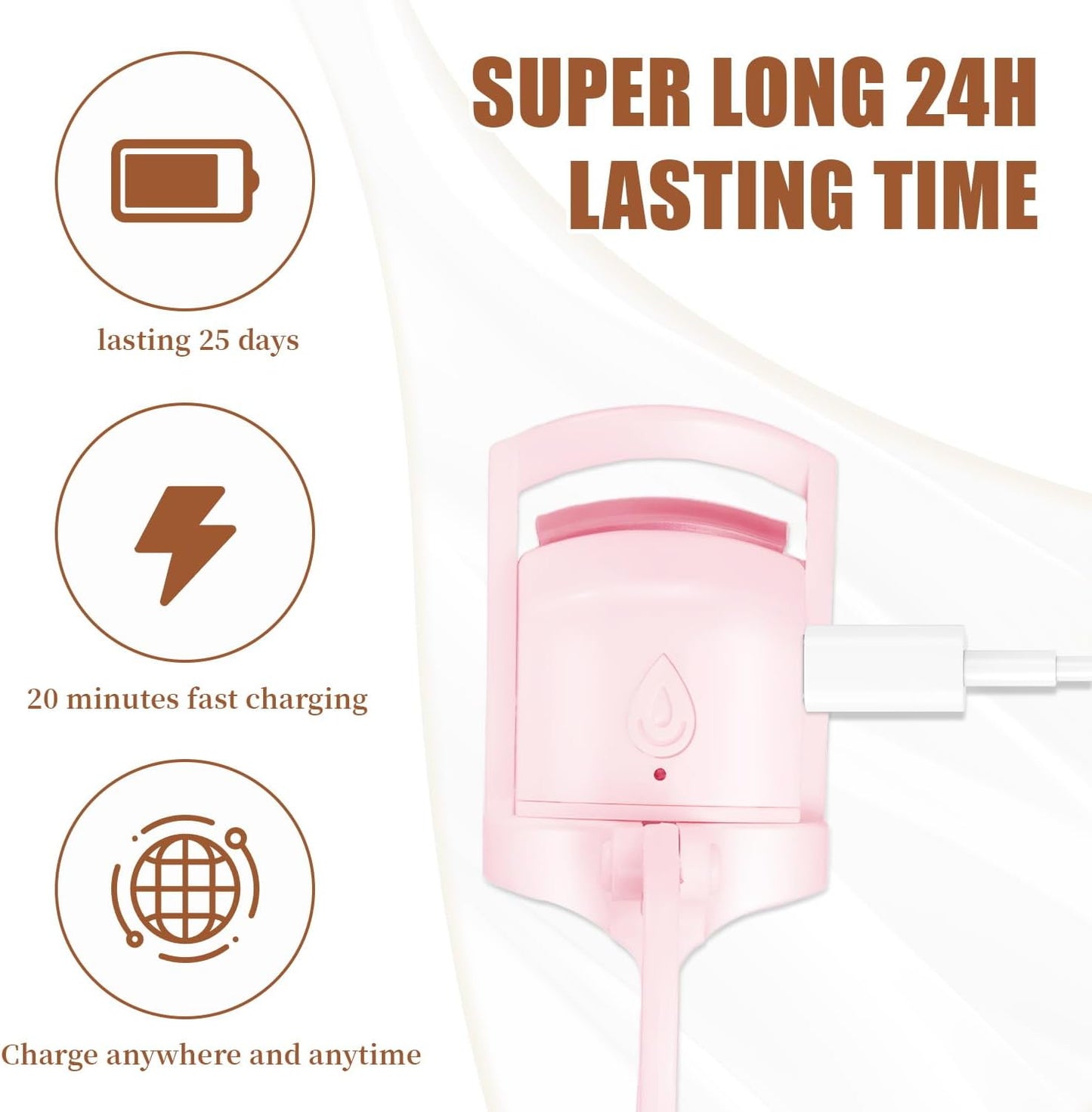 2025 C-Shaped Heated Eyelash Curler Fast Heat Up in 5s - Rechargeable Electric Eyelash Curler for 24H Long Lasting Curls - Safe Anti-Burn Lash Curler Elevate Your Beauty with Stunning Lashes