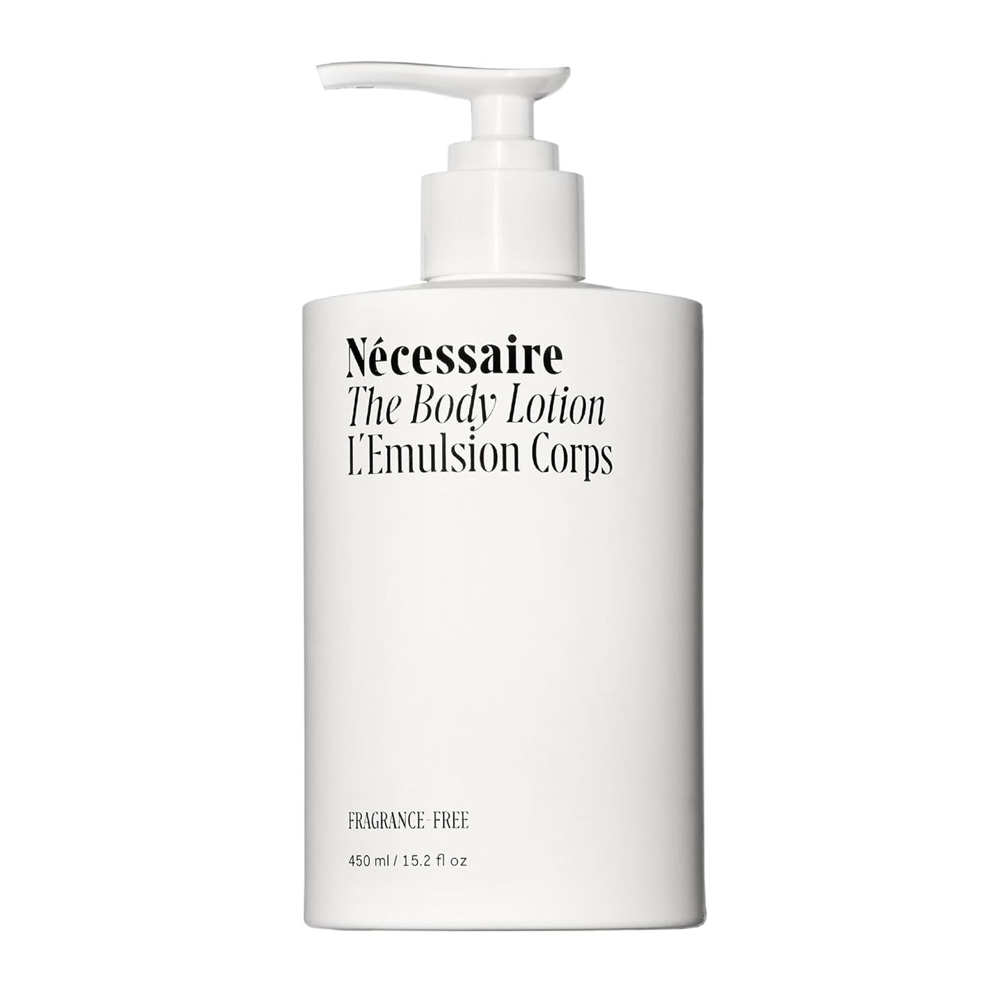 Nécessaire The Body Lotion with Pump. Fragrance-Free. Multi-Peptide Firming Lotion to Moisturize, Firm, Strengthen. 2.5% Niacinamide, Vitamin C/E + Omega 6/9. 450ml / 15.2 fl oz