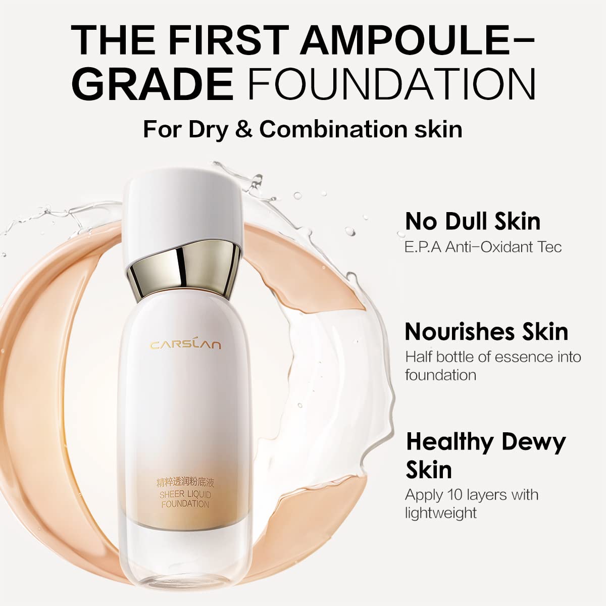 Sheer Liquid Foundation With Hydrating Serum, 24H Long-Lasting Moisturization, Medium Full Coverage, Anti-Aging, Build Dewy Health Skin, P01 Fair Porcelain, 1 FlOz