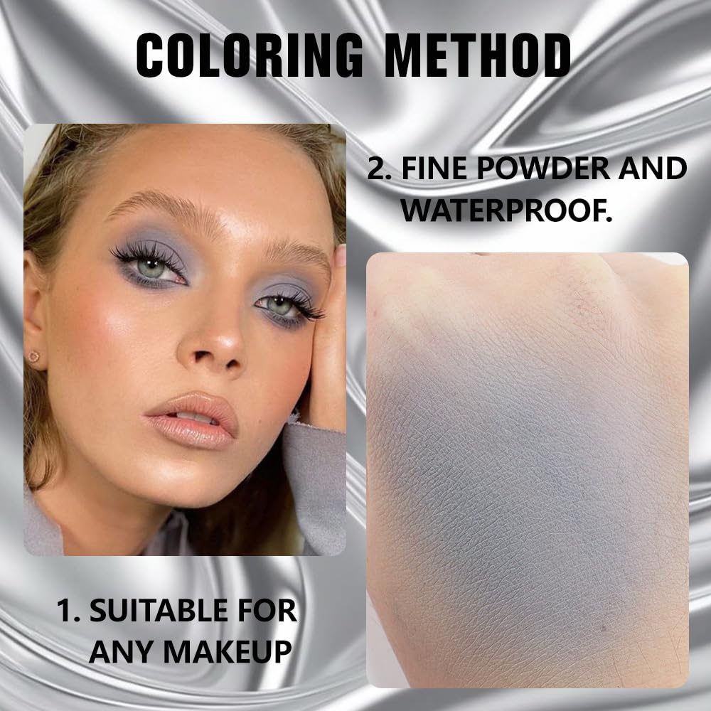 Buildable Matte Eyeshadow Makeup Palette Single - Smoky Gray Shades | Creamy Pressed Powder for Easy Blending | Mini Travel Palette for Women | Everyday Natural Eye Makeup