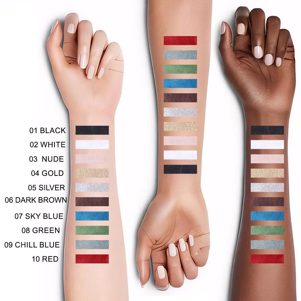 evpct 2Pcs Blue & Green Color Gel Glitter Eyeliner Pencils Set for Women Waterline Waterproof Smudge Proof lapiz de ojos delineador de ojos contra el agua Eye Liner Makeup