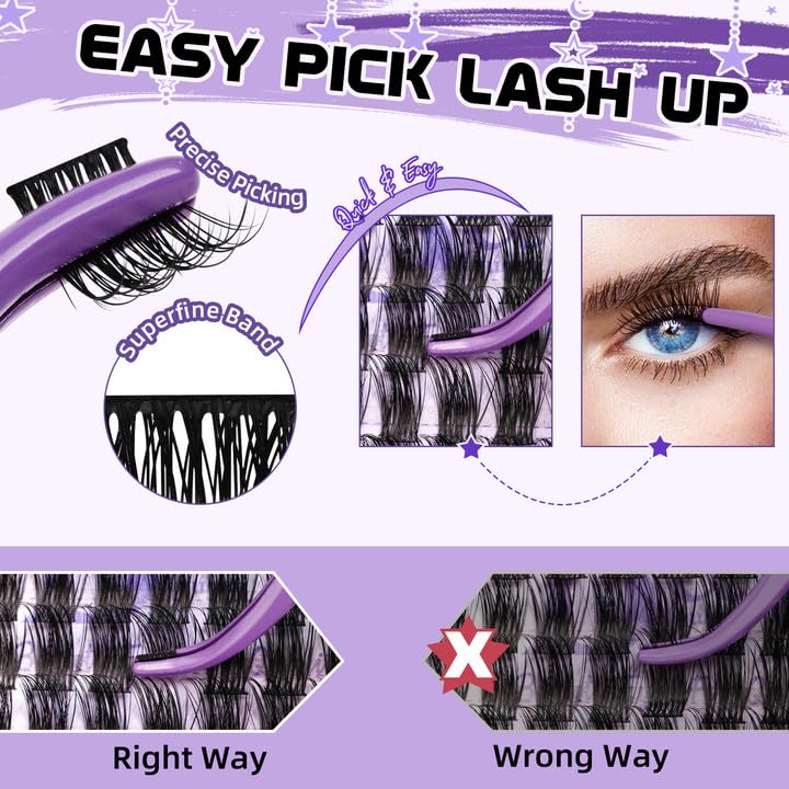 B&Q Lash Clusters Natural Cluster Eyelash Extensions 156 PCS Eyelash Clusters D Curl Z01 Individual Lashes for Beginners 8-18mm Cluster Lashes Superfine Band Eyelash Extension at Home（Z09-D-8-18mix）
