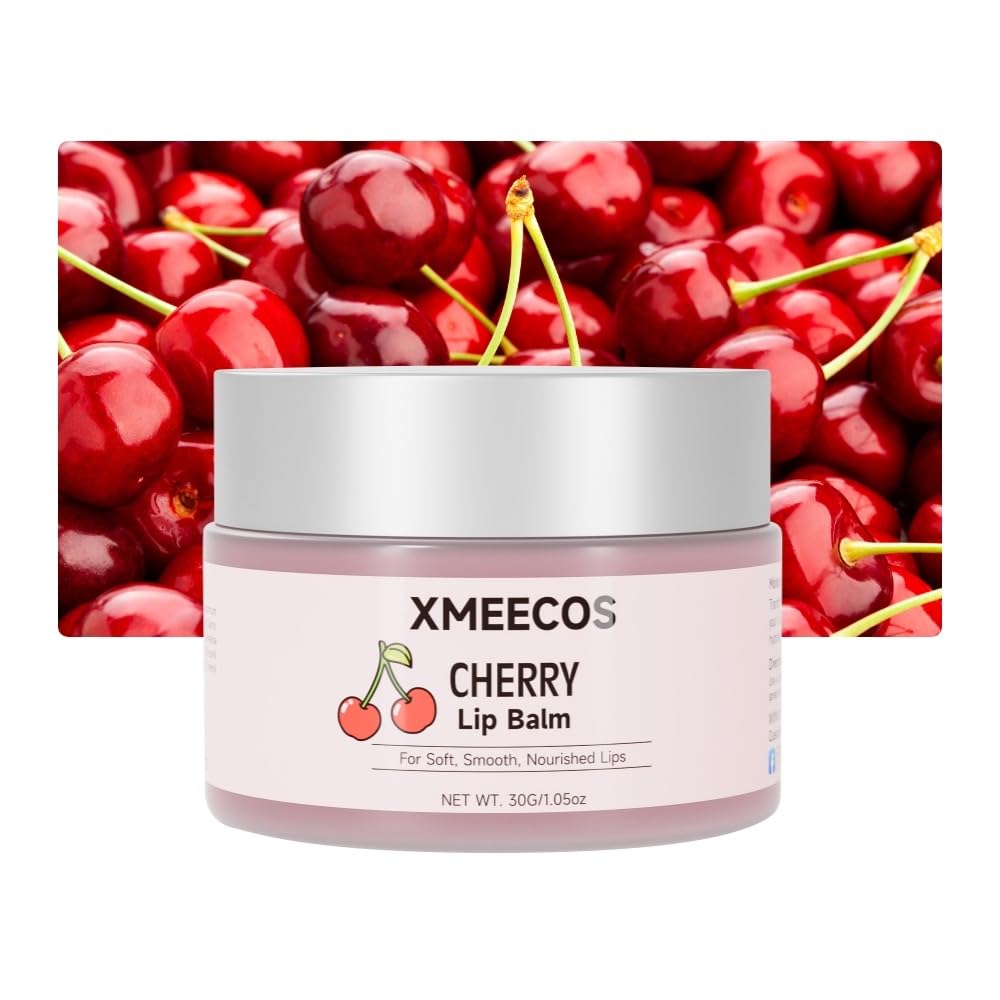 Beeswax lip balm with rose and jasmine, kiwi, strawberry, peach, cherry extract bee friendly 100% Natural for men and women, cruelty free moisturizing (30 Grams, Cherry)