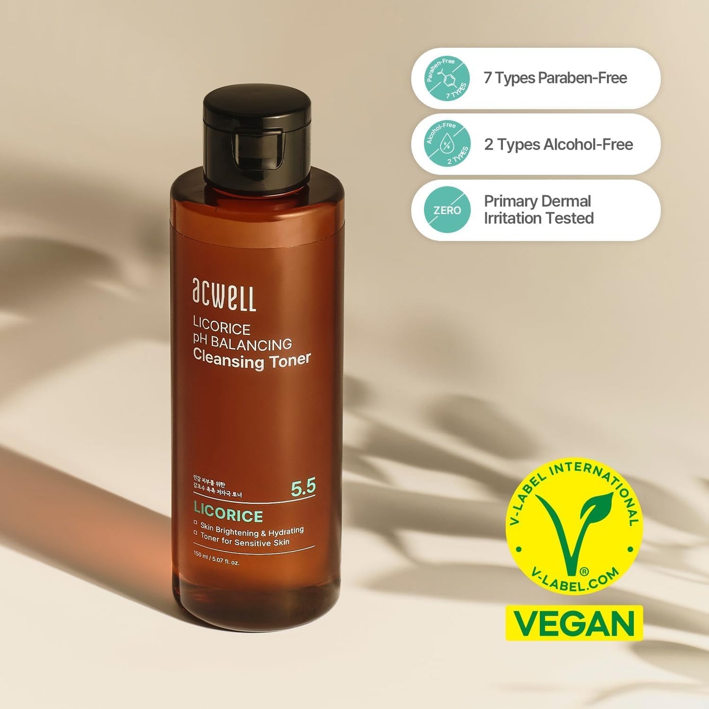 ACWELL Licorice pH Balancing Korean Toner for Cleansing - Alcohol-Free PH5.5 Hydrating Facial Astringent -Skin Clarifying & Hydration Boosting Toner, 5.1 fl.oz. 2 Pack