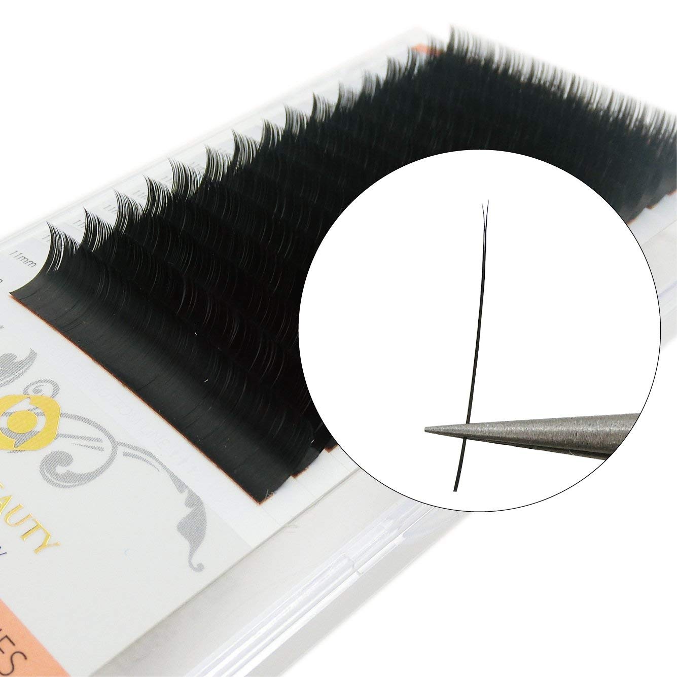BEYELIAN Ellipse Flat Lash Extension 16 Rows 0.15/0.20 C/D Curl 7-15mm Mix & Single Length Tray, Matte Black Classic Eyelash Extensions Supplies (0.15 D 7-15mm)