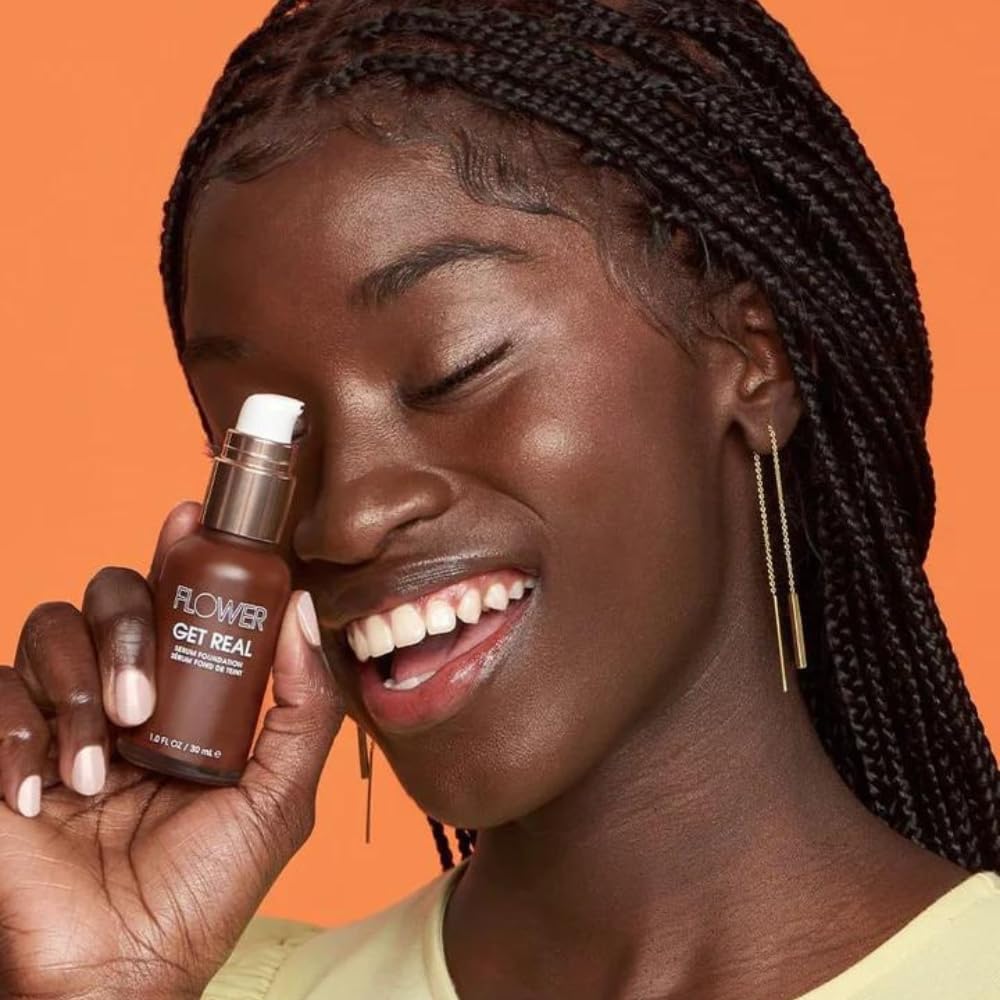 FLOWER Beauty Get Real Serum Foundation, Chocolate, 1.0 oz. (Pack of 1)