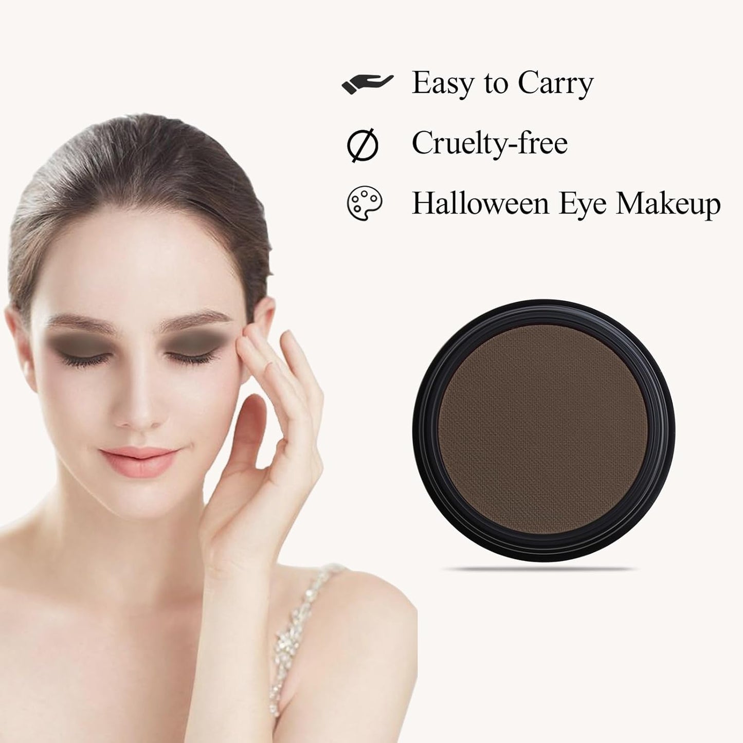 Single Ash-Brown Eyeshadow, Pressed Powder Matte Eye-Shadow Palette Make-up, Blendable Long Lasting High Pigment Ash-Brown Eye Makeup Halloween Eye Paint & Face Body Paint