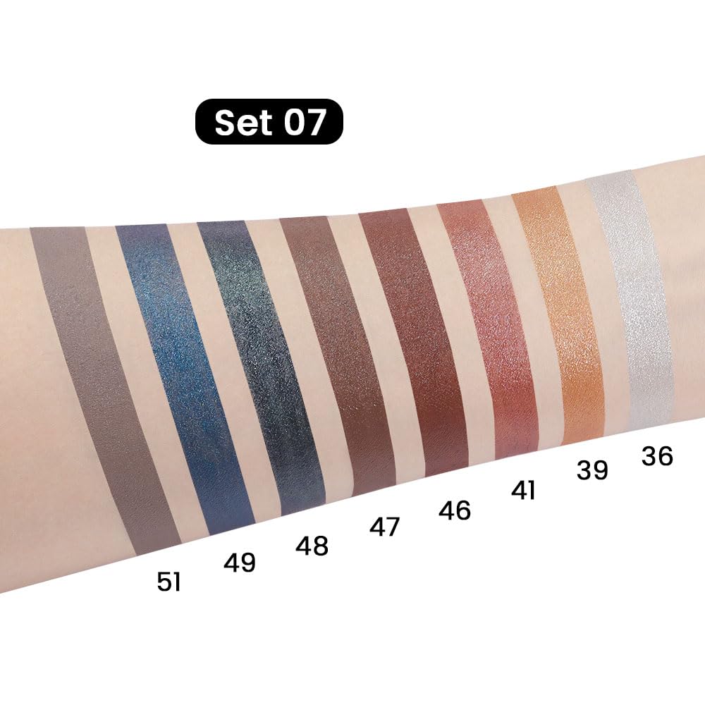 evpct 8Pcs Cream Eye Shadow Brightener Sticks Set for Eyes, Silver Sand Gold Orchid Rose Mocha Deep Mauve Midnight Royal Blue Stone Shimmer Matte Pencil Eye shadow Crayon Stick Palette Makeup Set07