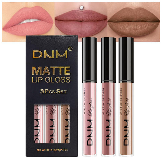 evpct 3Pcs Light Neutral Nude Matte Liquid Lipstick Lip Stain Sets for Women, Matte Lipstick Long Lasting Waterproof Permanent 24 Hours original, Magic Lip Sticks Pack for Halloween Daily Makeup