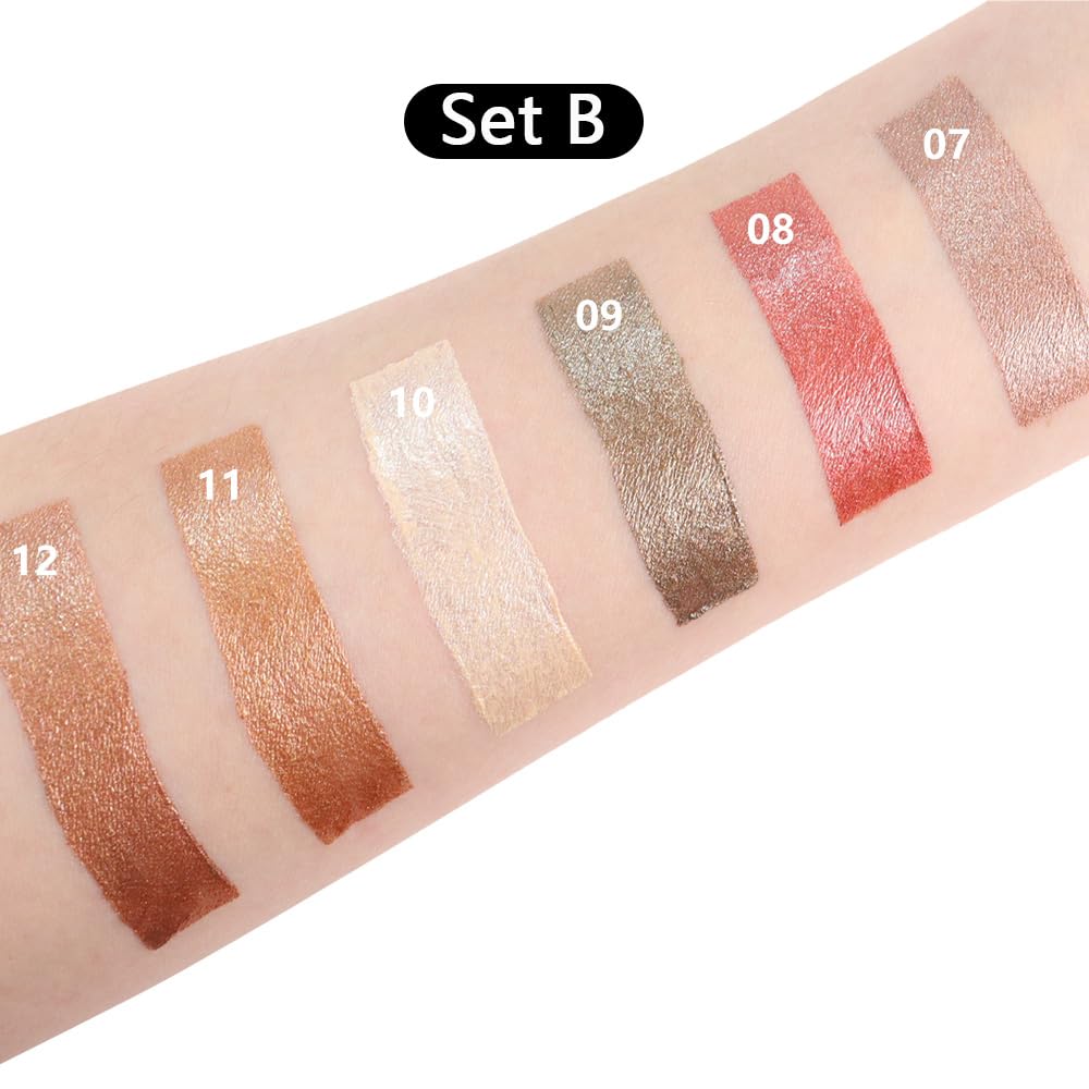 6Pcs Cream Eye Shadow Sticks Makeup for Women, Nuetral Nude Red Metallic Dark Kakhi Green Beige Brown Rosy Brown Shimmer Matte Eye Shadow Brightener Stick for Eyes, Waterproof Eyeshadow Pencil Set02