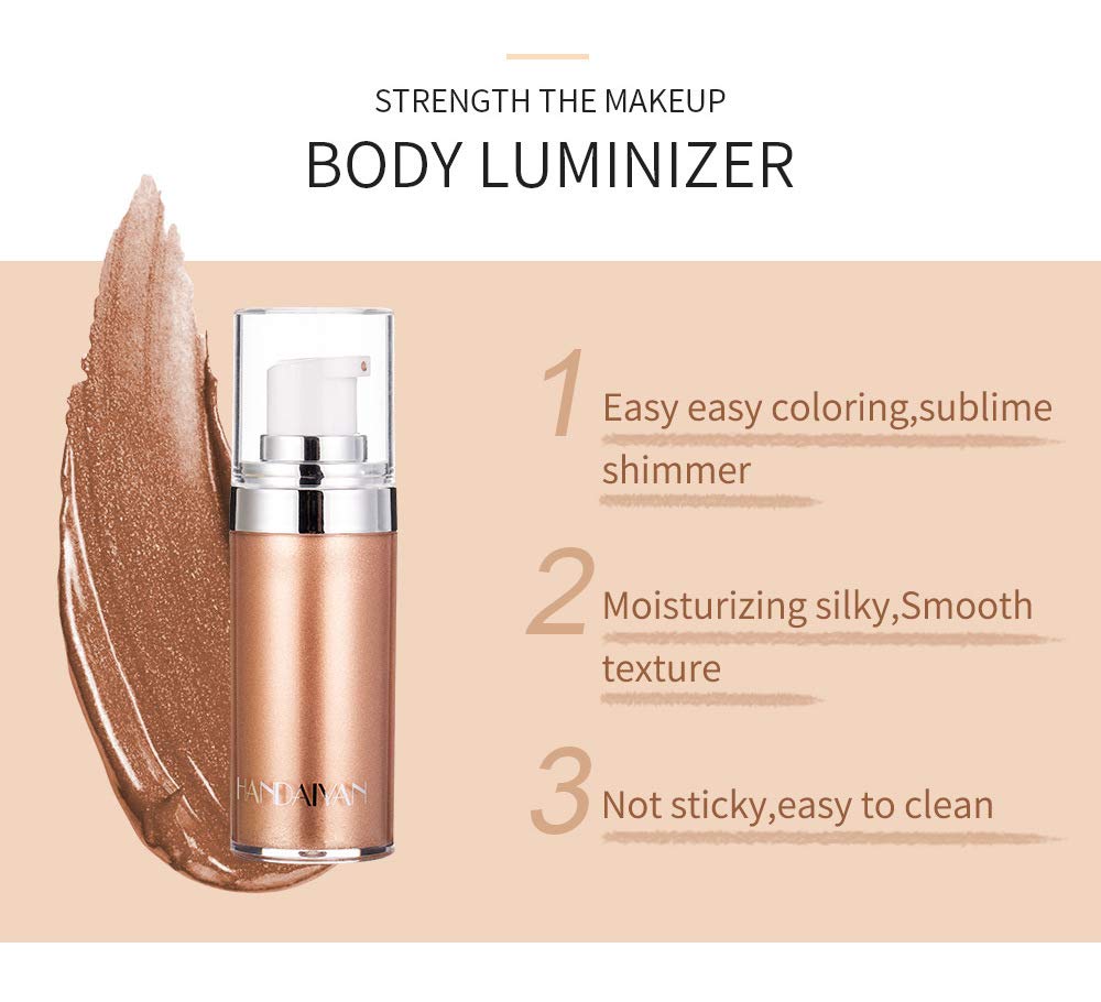 Body Face Luminizer Highlighter Cream Spray Liquid Bronzer Illuminator Glow Glistening Makeup Foundation (#3 Bronze Gold)