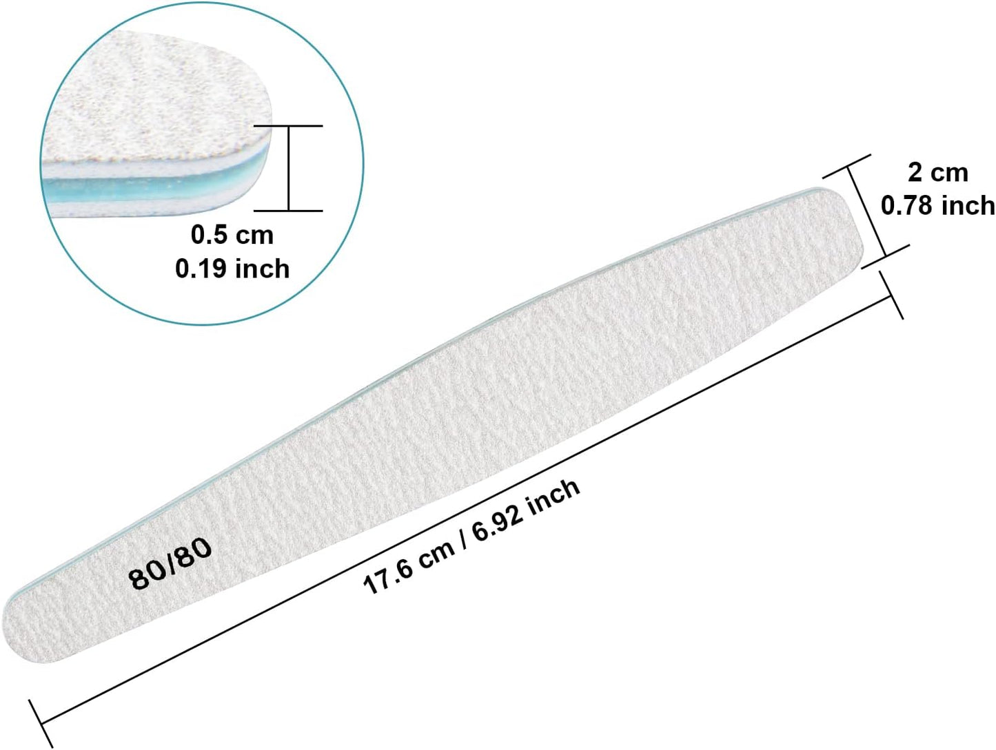 15pcs 80/80 Grit Nail Files for Natural Nails, Double Sided Emery Boards for Nails, Professional Nail Files for Acrylic Nails for Home & Salon (limas para manicura)