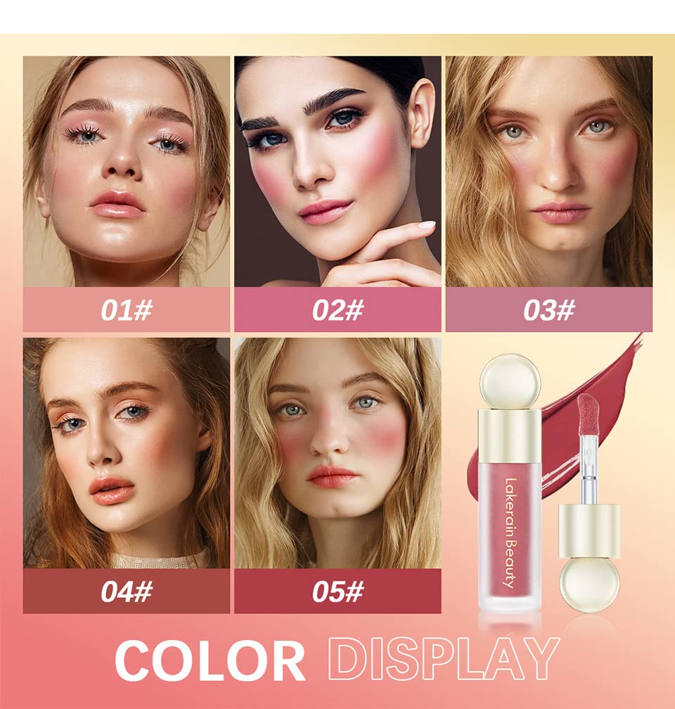 5 PCS Liquid Blush Soft Cream Face Blusher Stick Cream Blush For Cheeks Natural Long-Lasting Matte Finish Looking Waterproof Moisturizing Lightweight Blendable Feel