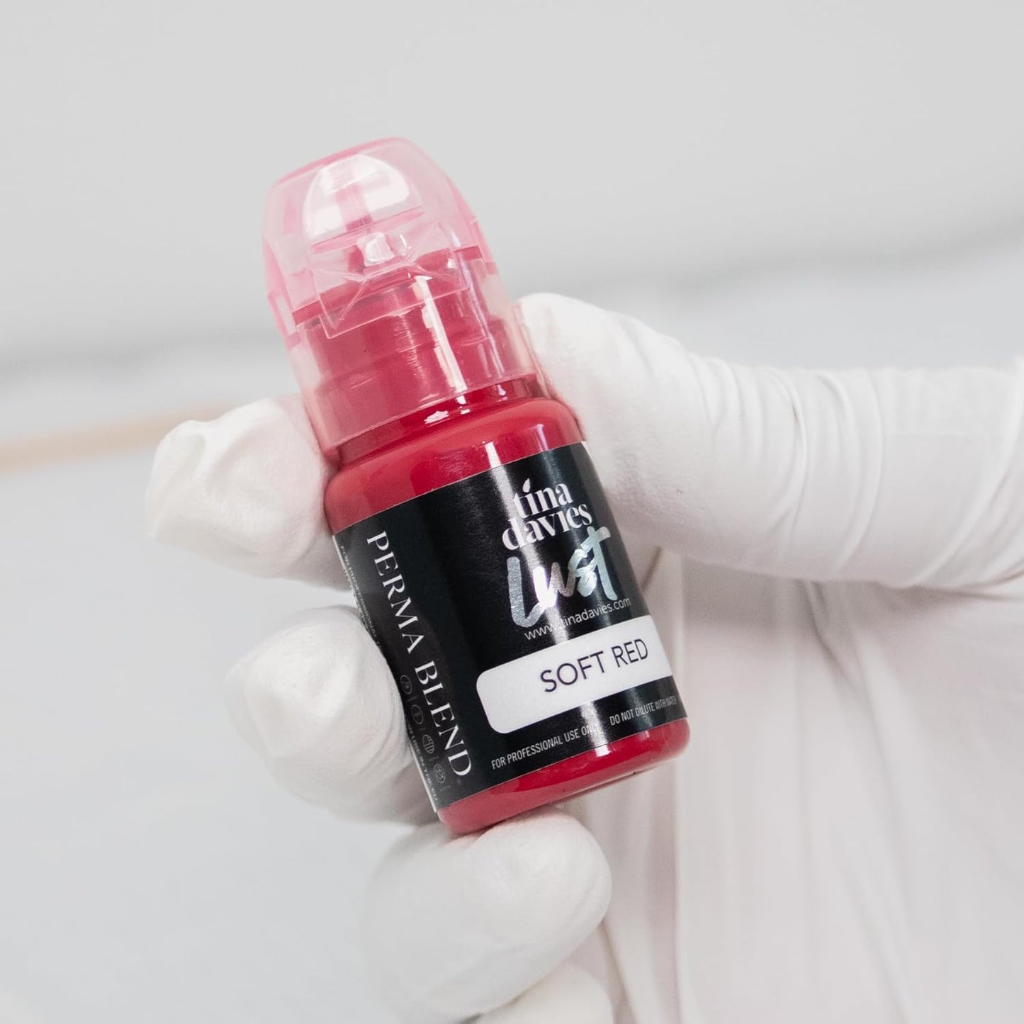 Tina Davies Professional Envy & Lust Lip Pigments - Permanent Lip Makeup - Colors Heal True to Tone - High Retention - Lust Soft Red, 1/2oz/15ml Bottle