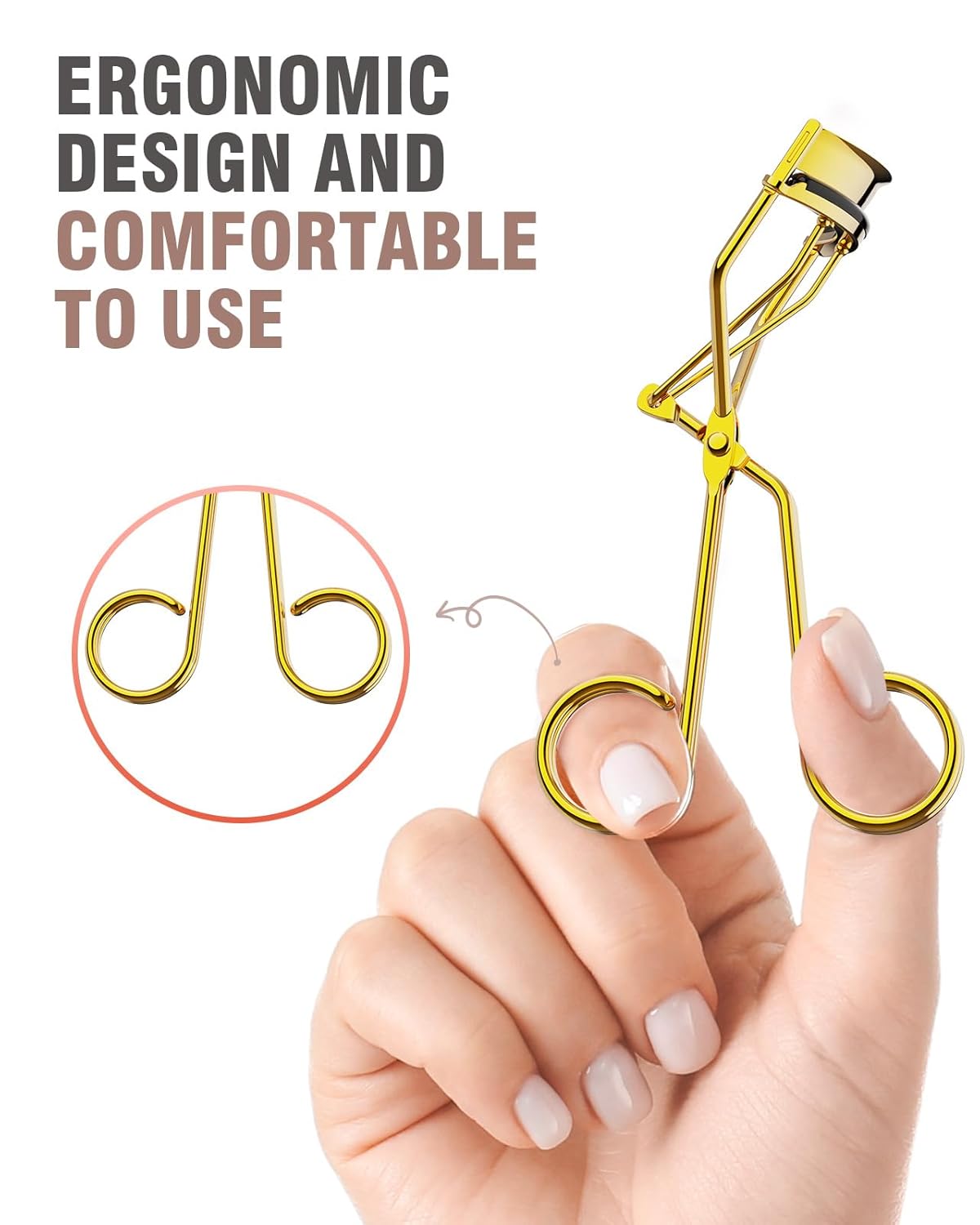 Eyelash Curler with Comb, Professional Volumizing Lash Lift Kit Lash Curler with Refill Pads for Home & Travel Uses, Gold