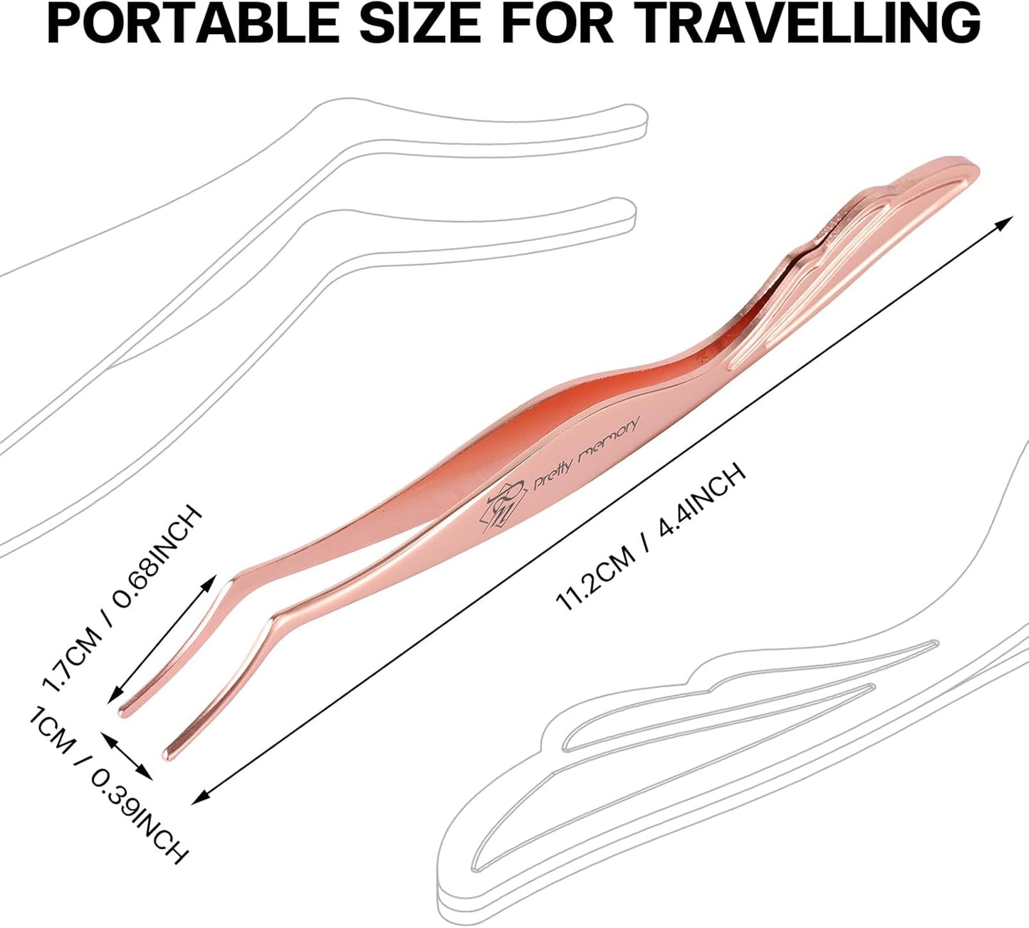 Pretty memory Eyelash Applicator Tool Stainless Steel Lash Tweezers Curved Eyelash Tweezers for Easy Lash Application and Removal, Rose Gold