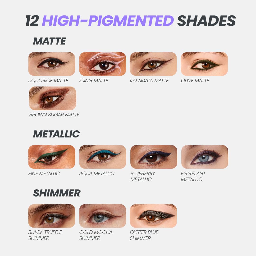 Wonderskin Eyeliner Pencil, 1440 Longwear Brown Glitter Eyeliner Pencil - Waterproof, Sharpenable & Smudge Proof