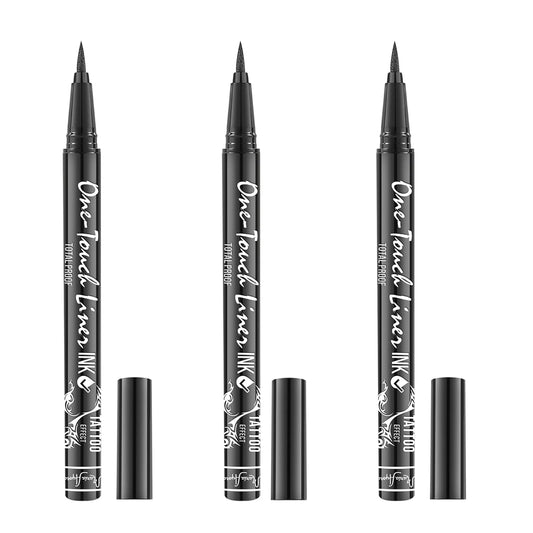 Triple Pack of Vegan-Approved Hypoallergenic Liquid Eyeliner Pens, Tattoo Effect, Quick Dry, Waterproof, Smudgeproof, Long-lasting & Felt Tip Eyeliner pen: Precision Beauty for Women (Classic Black)
