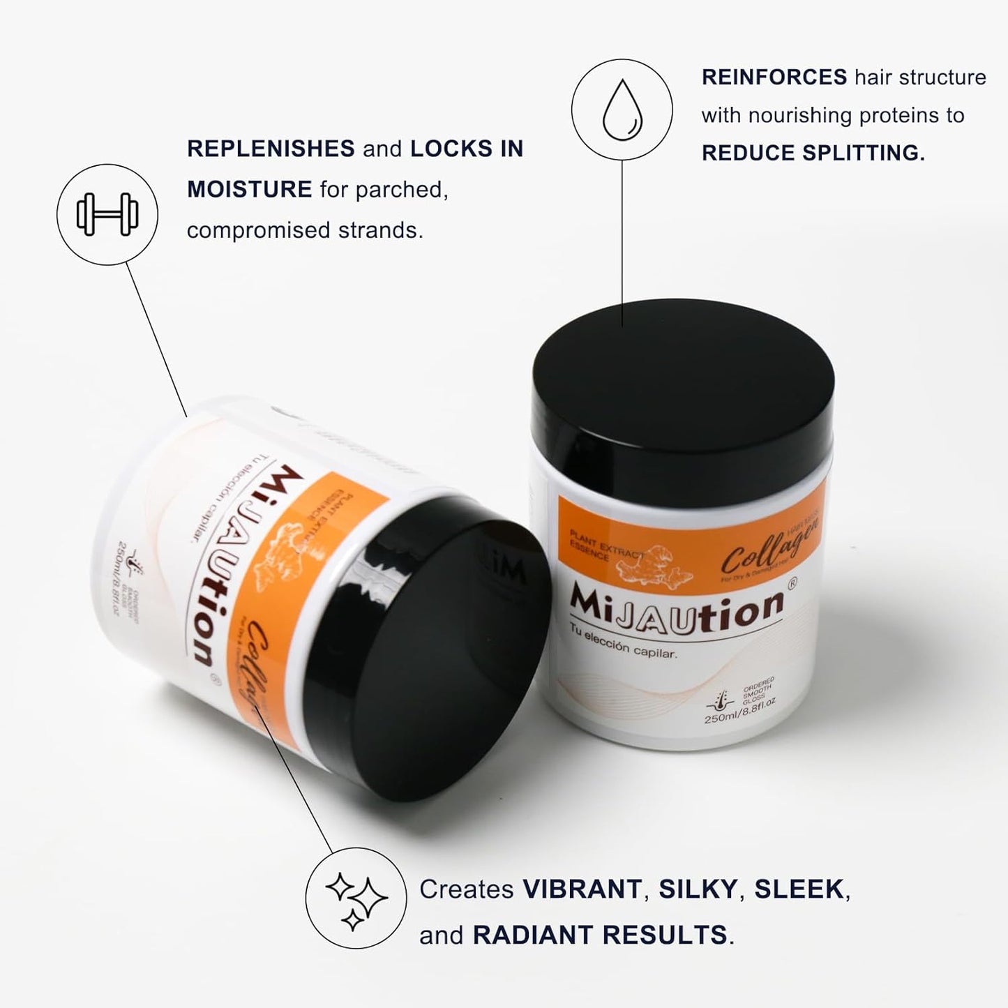 250ml Professional Deep Conditioning Collagen Protein Hair Mask with Keratin and Argan Oil for Damaged Hair, All Hair Types (8.8 fl.oz)