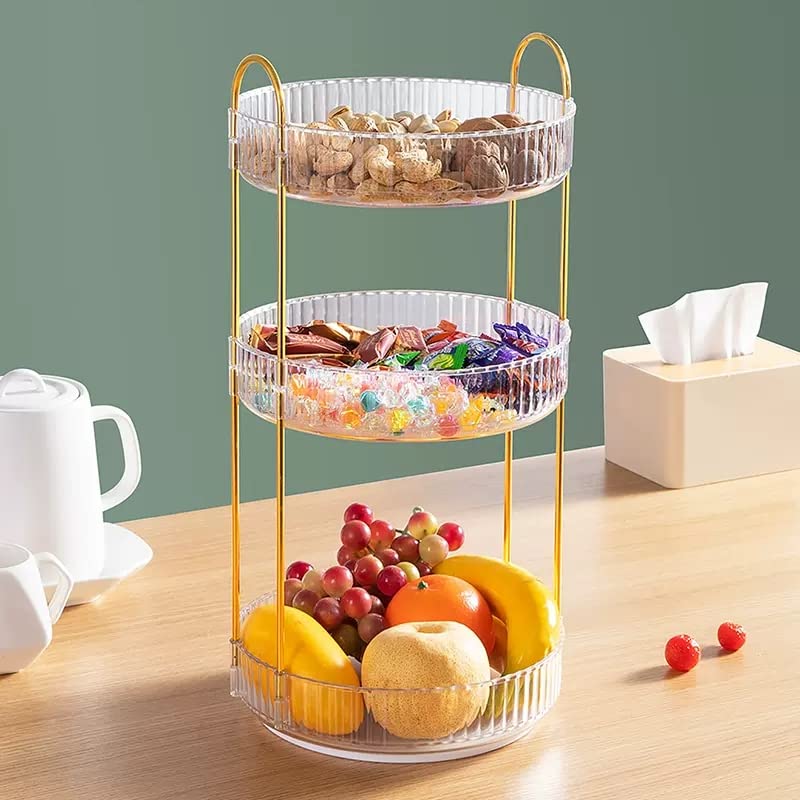 Vanity Organizer - 360 Rotating Countertop, High-Capacity Skincare & Cosmetics Organizer (3 Tiers, Clear)