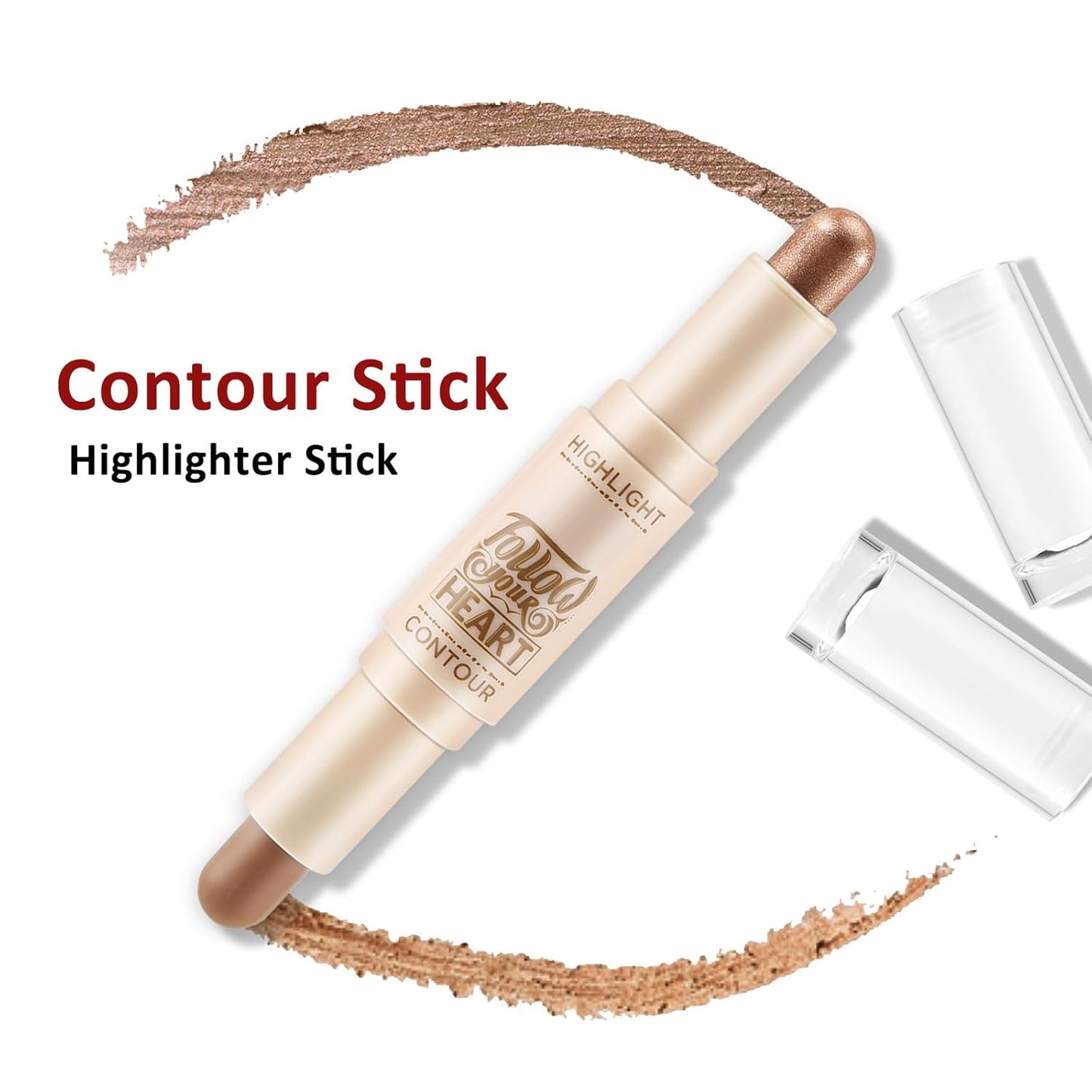 Boobeen 2 in 1 Contour Stick, Cream Bronzer Highlighter, Eyeshadow Pencil, Long-Lasting and Waterproof for All Areas of the Body