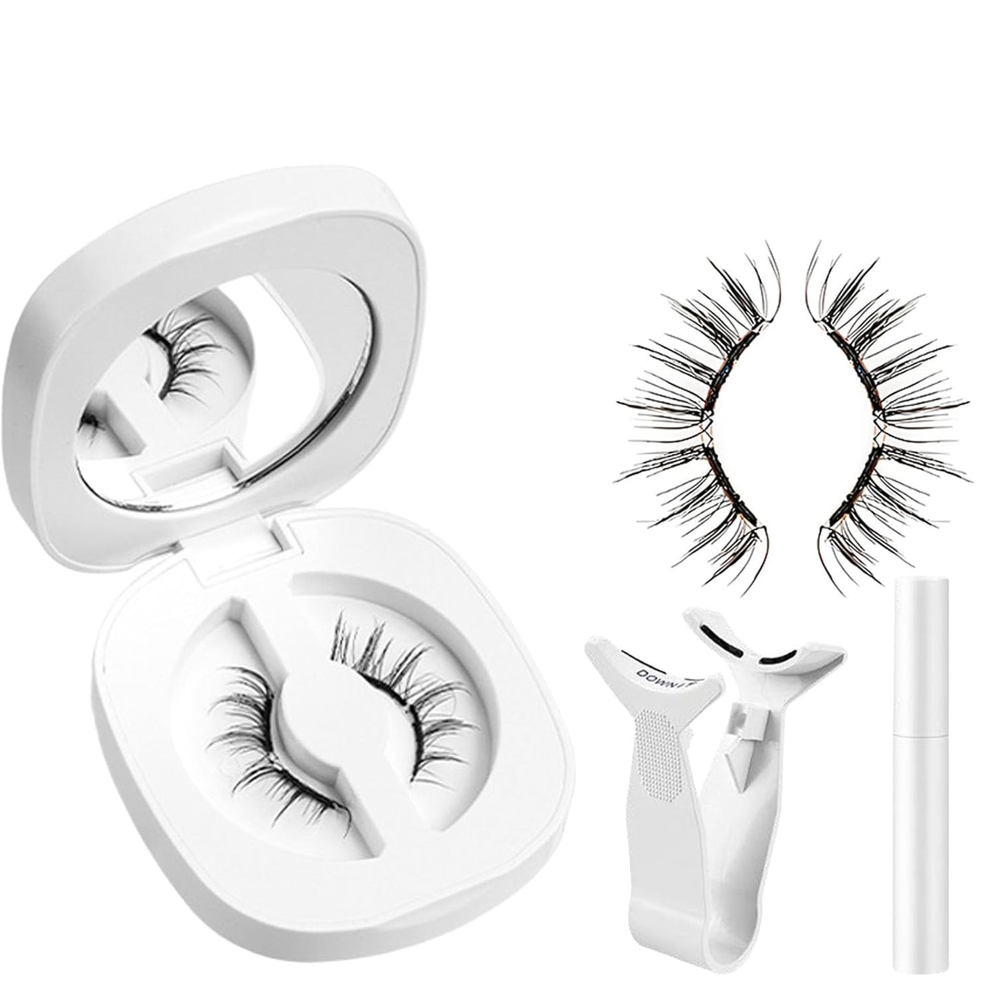 Lumentes Magnetic Eyelashes, Lumentes Magnetic Eyelashes with Applicator, Reusable No Glue Lashes, Natural Look Soft Comfortable Magnetic Lashes, Easy to Wear and Remove (Sunset Brown)