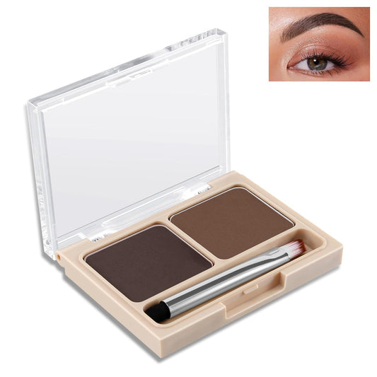 Boobeen 2-Color Eyebrow Palette, Brow Powder Makeup for Sculpting and Defining Brow, Eye Contour Kit with Brush Applicator