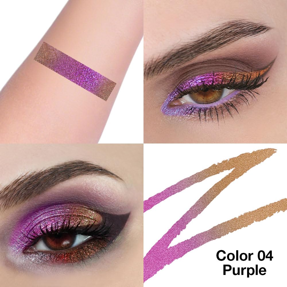 evpct Chameleon Duo Chrome Liquid Eyeliner, Light Dark Purple Glitter Metallic Shimmer Liquid Eyeliner, Multichrome Color Shift, Long Lasting Waterproof Eye Liner Eyeshadow Pencil Face Glitter Makeup