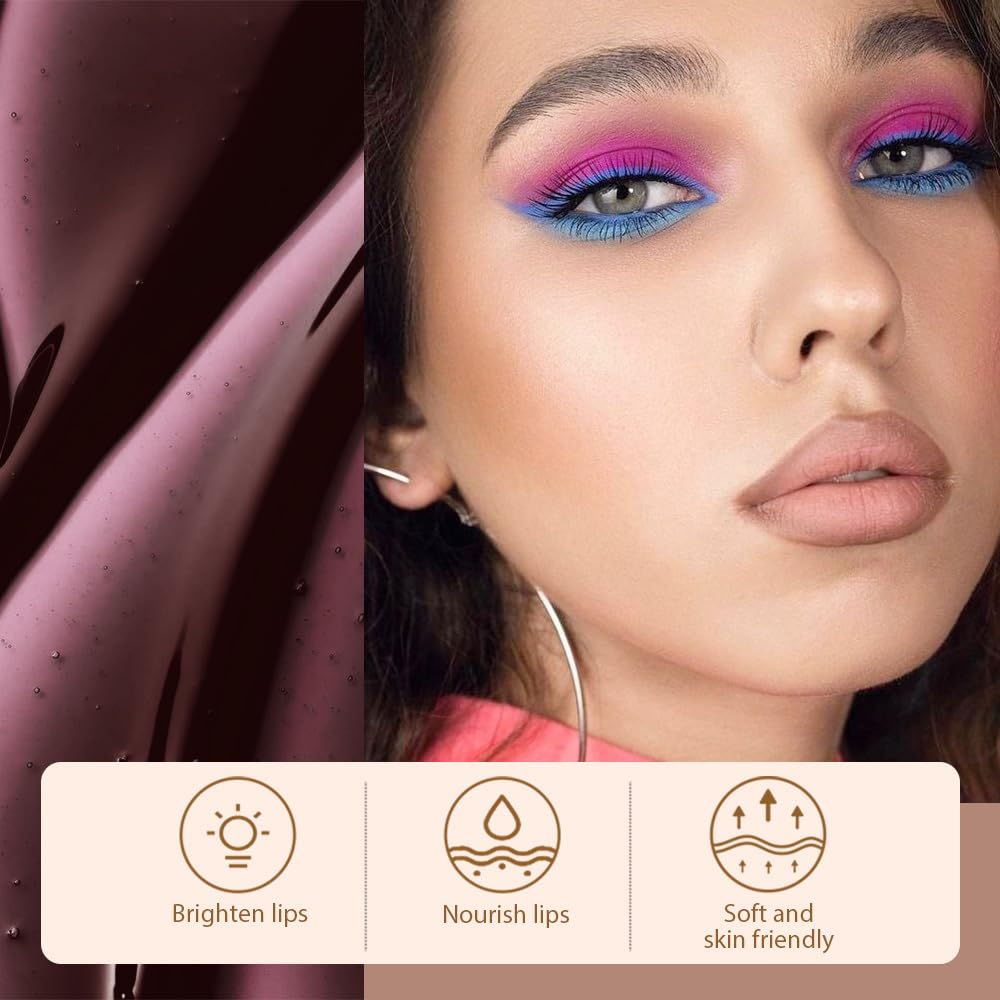 Matte Lip Gloss Stain-Peel Off Lip Liner Tattoo, Dark Brown Lip Tint，Long Lasting Peel Off Lip Stain, Waterproof Transfer-proof Lip Mask Lip Liner Peel Off Lip Gloss,Stayn Lip Makeup. #05