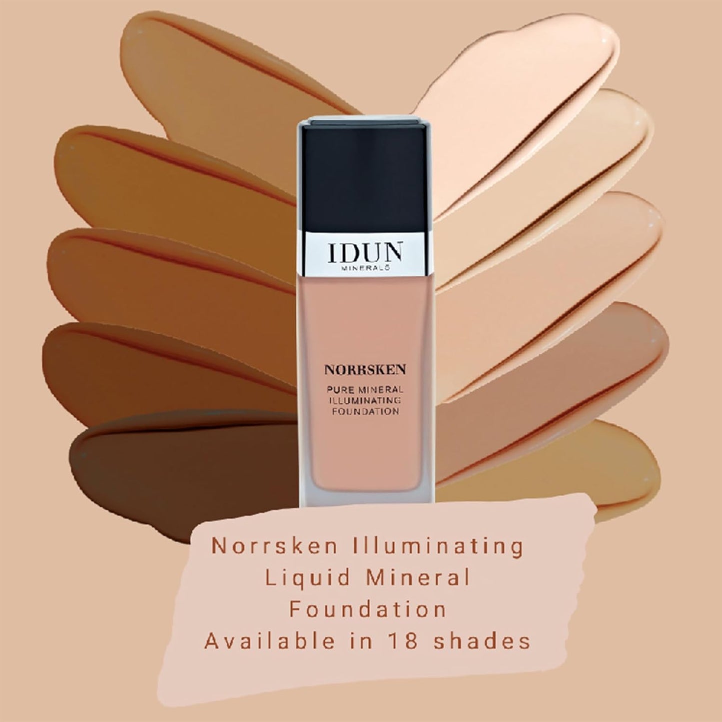 Liquid Norrsken Foundation - Silky Smooth Coverage - Luminous, Dewy Finish for Dry and Dull Skin - Water Resistant and Vegan Makeup - 224 Hilda - Neutral Medium Brown - 1.01 oz